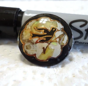 Vintage BIRD IN FLIGHT Watch Crystal Glass Button 3/4" - Picture 1 of 6