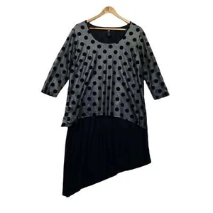 Taking Shape Dress Size 12 14 XXS Black Long Sleeve Grey Polka Dots - Picture 1 of 9