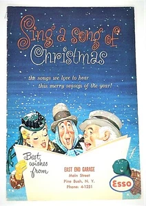 1954 Esso Sing A Song Of Christmas East End Garage NY pubblicità gas e olio - Foto 1 di 5