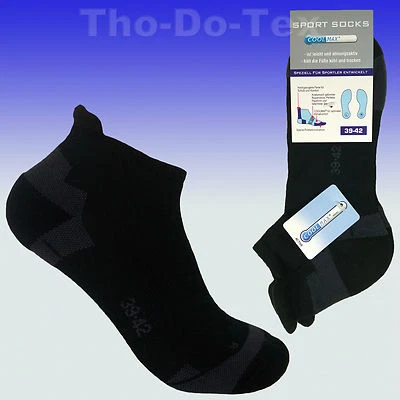 WOWERAT COOLMAX® COOLMAX ® Sneaker Socken Sportsocken, Funktionssocken, Spitze gekettelt, schwarz