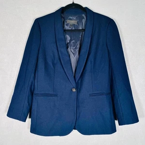 J Crew Blazer Womens 8 Blue Wool Blend Single Breasted Jacket Career - Picture 1 of 11