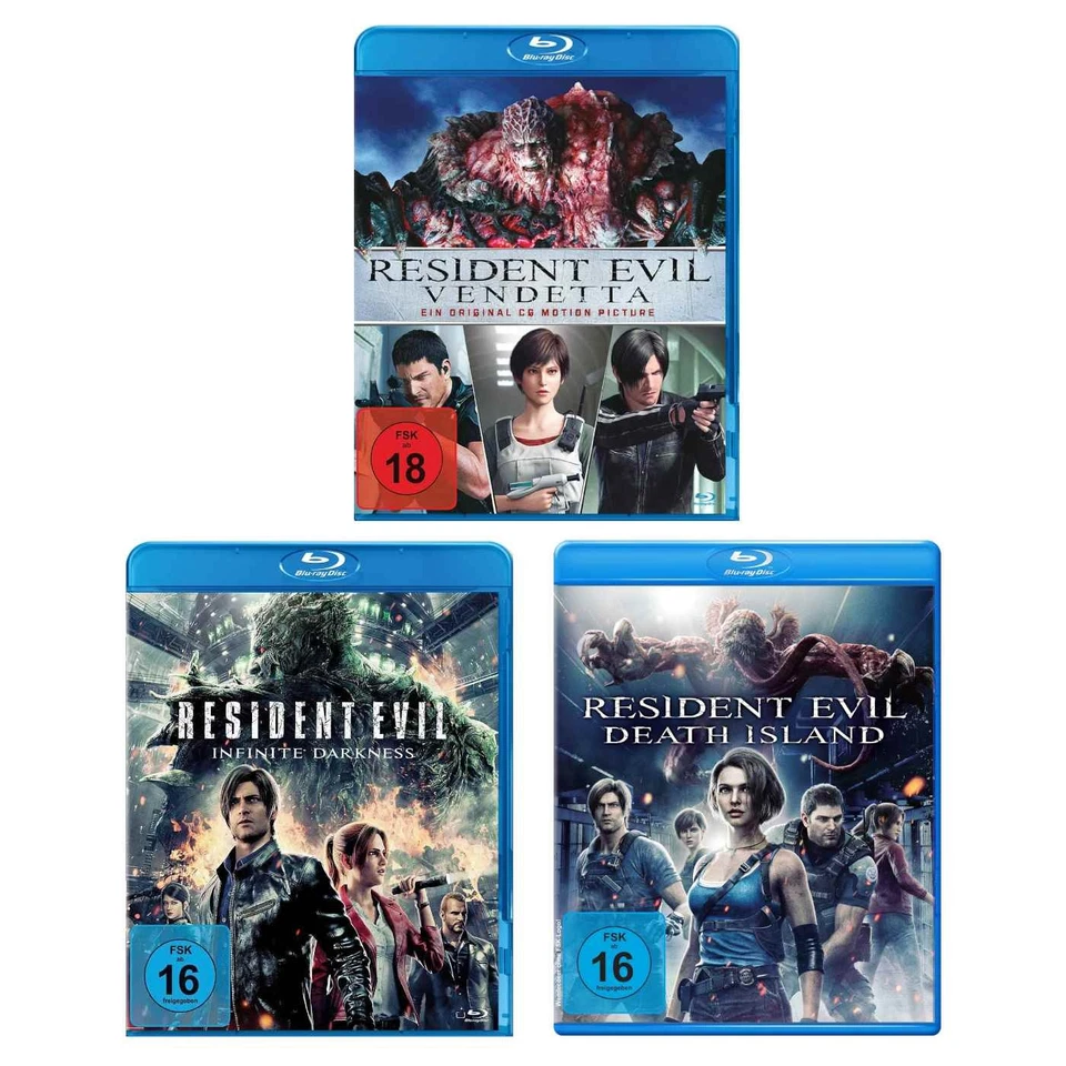 Resident Evil Filme Blu-ray Vendetta Infinite Darkness Death Island Auswahl NEU - Bild 1 von 1