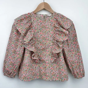 Crewcuts Girl's Floral Ruffle Peasant Blouse - Picture 1 of 8