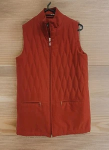 Sanro Size 10 Burnt Orange Vest Jacket Zip Up Suede Feel Lined Windbreaker - Picture 1 of 8