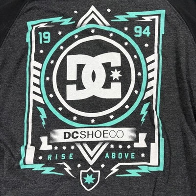 DC Shoes Hoodie Long Sleeve Mens Small Graphic Skate Streetwear Black Grey - Image 1 of 4