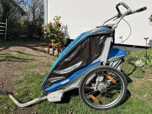 Thule Chariot CX 2 Fahrradanhänger Blau + Fahrradset + Buggy Räderset - Bild 1 von 22