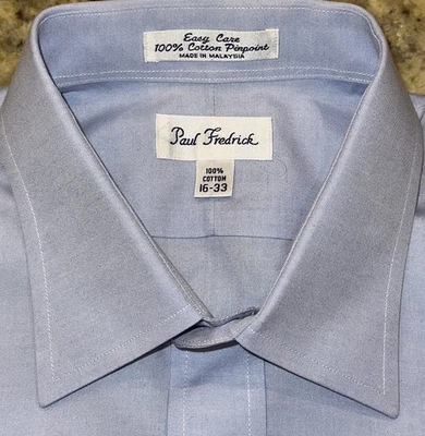 Camisa de vestir Paul Fredrick para hombre azul claro calce clásico L/S pinpoint talla 16 x 33 Foto 1 de 3