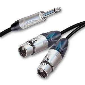 Neutrik Mono Jack Split to 2 Dual Female XLR Cable. Splitter Summing Lead 1m+ - Picture 1 of 2