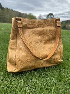 STEVEN By Steve Madden Tooled Floral Tan Leather Shoulder Purse Bag Western - Picture 1 of 22