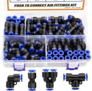 60pcs Quick Connect Air Hose Fittings Pneumatic Push to Connect Fittings Kit ... - Picture 1 of 12