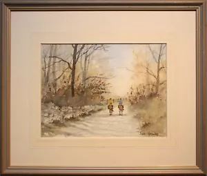 Irish Art Original Painting HORSE RIDING IN IRELAND by Artist JOAN KENNING - Picture 1 of 10