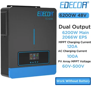 EDECOA 6.2KW Hybrid Solar Inverter 48V 6200W MPPT 120A PV 60-500VDC Battery-Free - Bild 1 von 9