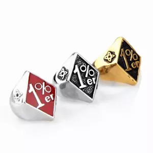 Anillo para motociclista de acero inoxidable 1% er uno por ciento fuera de la ley para hombre talla 8-13 - Imagen 1 de 32