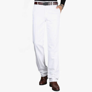 Mens Formal Dress Pants Flat Front Business Office Work Casual Trousers Solid