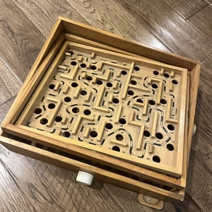 Juego de rompecabezas laberinto inclinable de madera vintage ¡Mármol incluido! Sin caja - Imagen 1 de 9