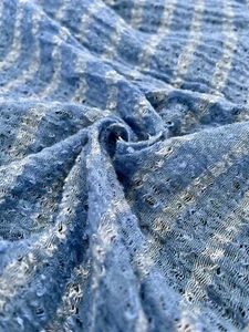 Indigo Blue Textured Sheer Linen Fabric | 3D Cotton | 2 Yards. - Picture 1 of 12