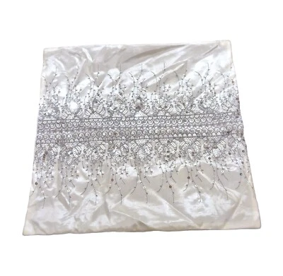 Cushion Cover Satin Silver Sequin Slip Sparkly Bling Luxury 40cm Square - Image 1 of 4
