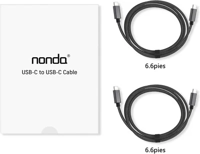 nonda USB C to USB C Cable(2-Pack) 60W/3A 6.6ft, USB Type C PD Fast Charging - Image 1 of 4