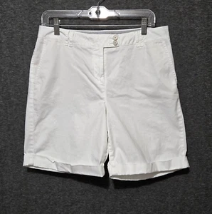 J Jill Live in Chino Shorts Womens 10 White Stretch Pockets Cuffed - Picture 1 of 10