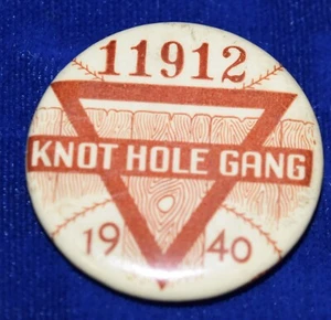 Antiqu Knot Hole Gang 11912, 1940 B&B C NY Baseball Stadium Souvenir Pin Button - Picture 1 of 2