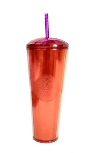 Nuovo bicchiere Starbucks estate 2024 Venti Dome arancione rosa spacco iridecente - Foto 1 di 8