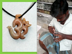 OM Zeichen Halskette  * Indien * handgefertigt, handmade * schwarz * NEU! [OM96] - Bild 1 von 1