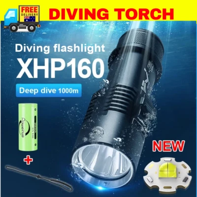 Diving Flashlight Rechargeable Torch 1000M Underwater Lantern IPX8 Waterproof  - image 1 of 4