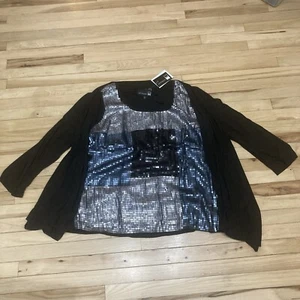 Antthony Originals 2 Piece Sequin Tank + Black Cardigan Set Size 3X - Picture 1 of 6