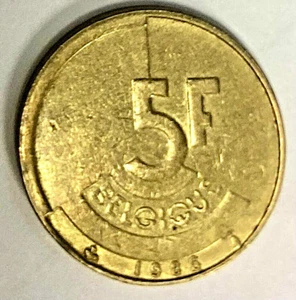 1986 Belgium Belgie Belgique 5 Franc Coin, Belgium Coin 5F #H - Picture 1 of 2