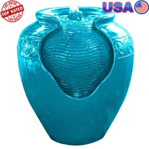 Indoor Outdoor Water Fountain Glazed Pot LED Lighted Pump Accessory Garden Decor - Picture 1 of 7