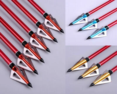 6Pcs 125gr 3 Metal Blades Arrowheads Broadheads Compound Bow Crossbow Arrow Tips - Image 1 of 2