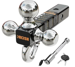 Trailer Hitch Tri-Ball Mount with Hook Contain Secure Self-Lock Latch, Trailer - Imagen 1 de 9
