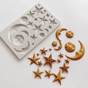 Silicone Star Sun Moon Fondant Chocolate Sugarcraft Soap Mould DIY Clay Resin - Picture 1 of 4