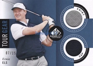 2014 SP Game Used PGA Golf Ernie Els DUAL USED SHIRT & CAP TOUR GEAR Card #07/15 - Picture 1 of 2