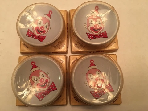 1950s NOS Amerock Child's Kid's Story Book Drawer KNOBS Clown Lot of 4 Sealed Cover