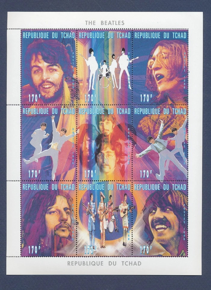 CHAD - MNH S/S de nueve - The Beatles - 170 Fr.  1996 --a Foto 1 de 1