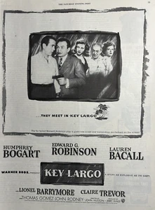 1948 Key Largo Movie Bogart Bacall Robinson Warner Bros Screen VTG Print Ad - Picture 1 of 1