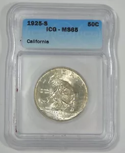 1925-S CA Diamond Jubilee Silver Commemorative Half Dollar CERTIFIED ICG MS 65 - Picture 1 of 4