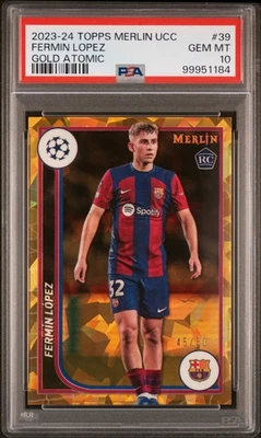🔥 2023-24 TOPPS MERLIN FERMIN LOPEZ #39 GOLD ATOMIC REFRACTOR ROOKIE /50 PSA 10 - Image 1 of 2