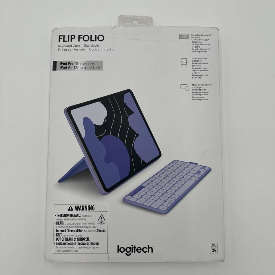 Logitech Flip Folio Keyboard Case for iPad Pro 13" (M4), iPad Air 13" (M2 & M3) - Image 1 of 4