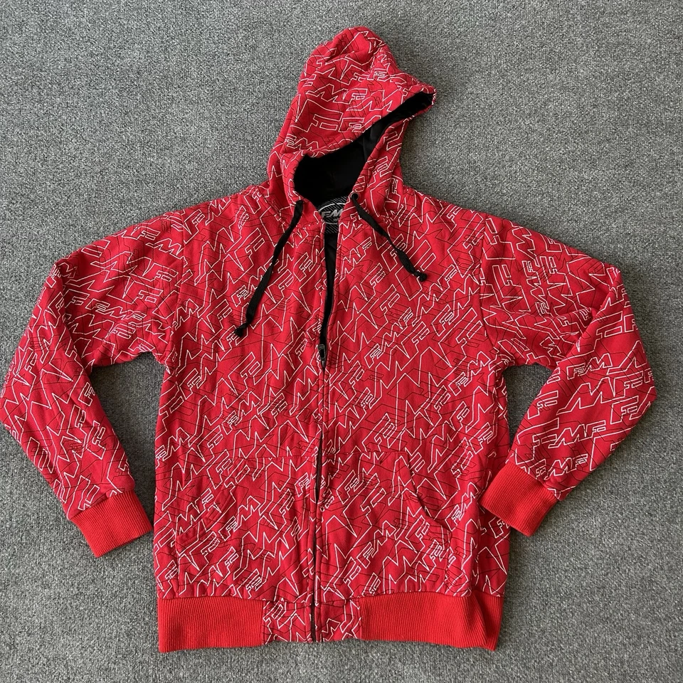 Chaqueta FMF Hombres Extra Grande Roja Cremallera AOP Máquina Voladora Forrada de Fábrica Capucha MX Moto Foto 1 de 4