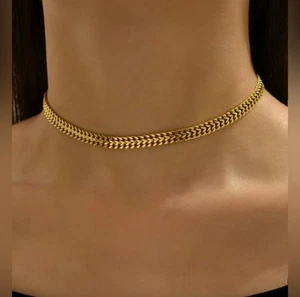 Women’s 18k Gold Plated Choker Necklace – Minimalist Chain Jewelry - Picture 1 of 3