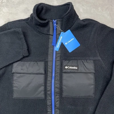 COLUMBIA Juniper Peak Jacket Men’s Medium Full Zip Heavy Fleece Coat Black NWT - Image 1 of 4