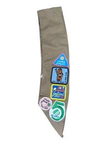 Vintage Big Piney Wyoming 1980’s Girls Scout Sash Brown Patches Both Sides - Picture 1 of 8