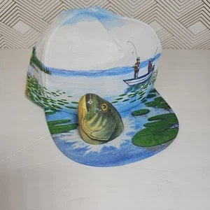 Vintage 1993 Bass Fisherman Hat by Salamander with 3D Pop Up Fish Missing Line - Picture 1 of 7