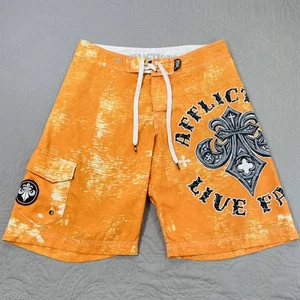 Affliction Boardshorts Herren 32 orange Live Fast Cross Badehose Grafik MMA - Bild 1 von 9