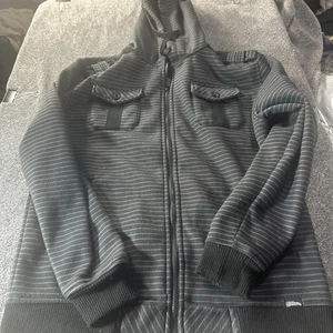 Elixir Jacke Herren schwarz Kapuze Full Zip Jacke mit Streifen Größe L - Bild 1 von 10