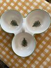Spode Christmas Tree Three Part Handled Server Bowls With Handle 10”