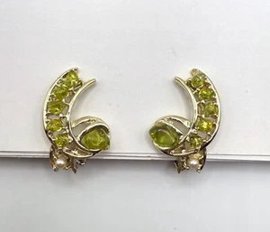 Vintage Olivin Vulkan Grün Glas Clip auf Ohrringe - Bild 1 von 10