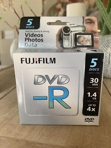 5 Disc Pack Fujifilm DVD-R Camcorder 1.4 GB / 30 Min 4X / For Videos Photos Data - Picture 1 of 7